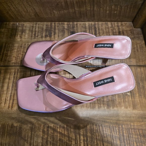 Nine West Nest Heeled Sandals in Pink Metallic - Picture 4 of 8